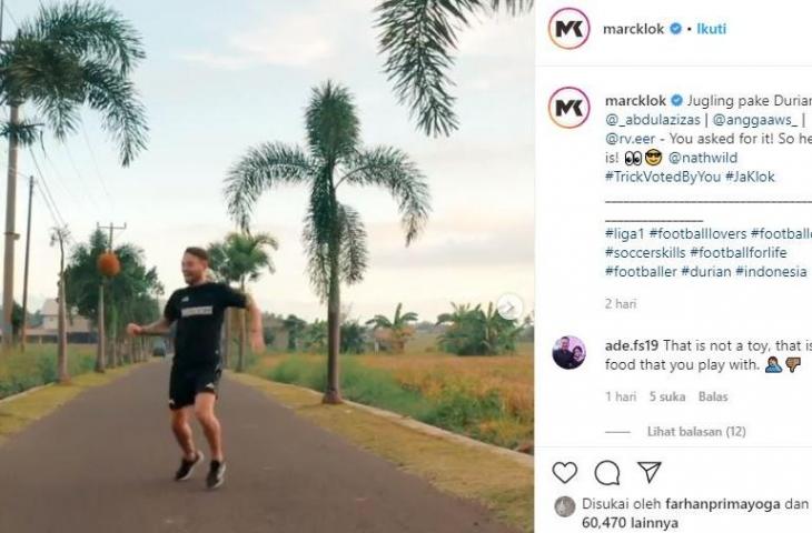 Marc Klok juggling pakai buah durian, (Instagram/marcklok)