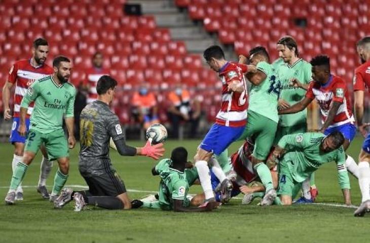 Real Madrid sukses mengalahkan Granada. (JORGE GUERRERO / AFP)