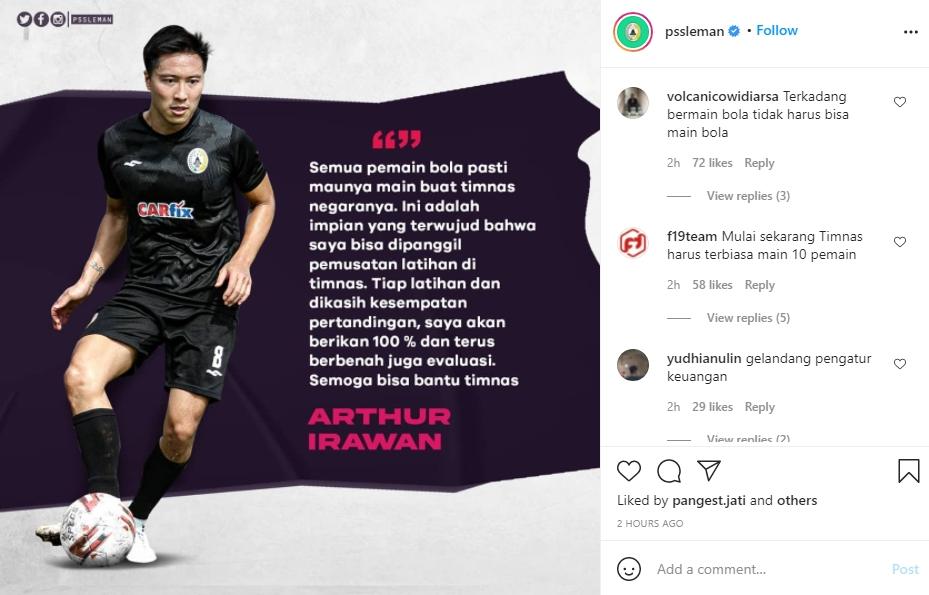 Arthur Irawan dipanggil ke Timnas Indonesia. (Instagram/pssleman)