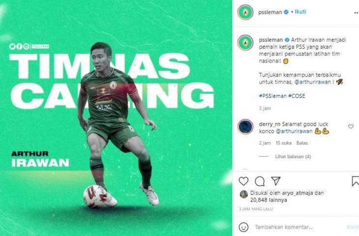 Arthur Irawan dapat panggilan ikut TC Timnas Indonesia. (Instagram/@pssleman).