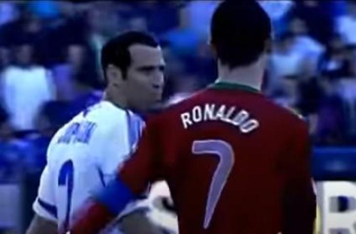 Momen Cristiano Ronaldo menolak tukar jersey dengan pemain Israel. (YouTube/FutbalStarHD)