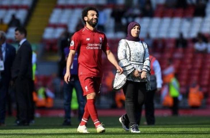 Mohamed Salah dan istrinya Magi Salah. (Paul ELLIS / AFP)