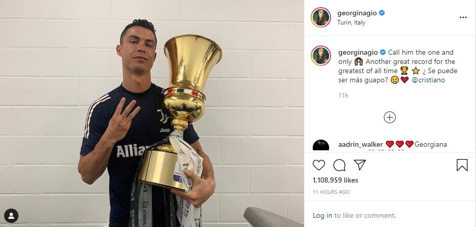 Georgina Rodriguez bangga dengan Ronaldo. (Instagram/georginagio)