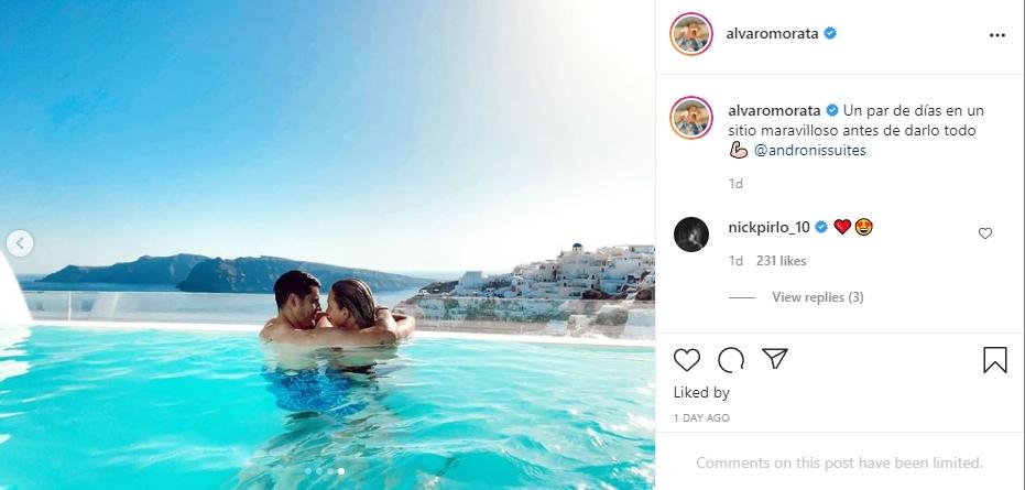 Alvaro Morata mesra bareng istrinya. (Instagram/alvaromorata)