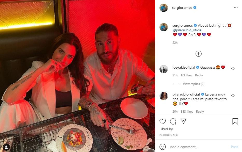 Sergio Ramos kencan dengan istrinya, Pilar Rubio. (Instagram/sergioramos)