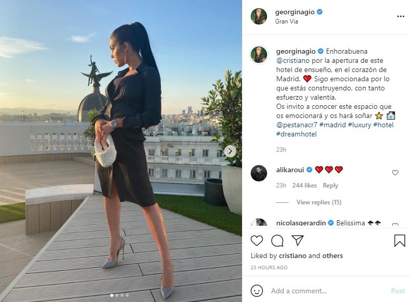 Georgina Rodriguez bahagia dengan peresmian hotel Ronaldo. (Instagramgeorginagio)