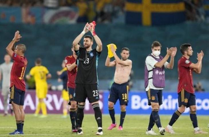 Spanyol harus puas bermain imbang 0-0 lawan Swedia di Euro 2020. (THANASSIS STAVRAKIS / POOL / AFP)