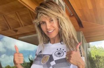 Pakai Jersey Crop Top, Heidi Klum Bikin Heboh saat Dukung Timnas Jerman