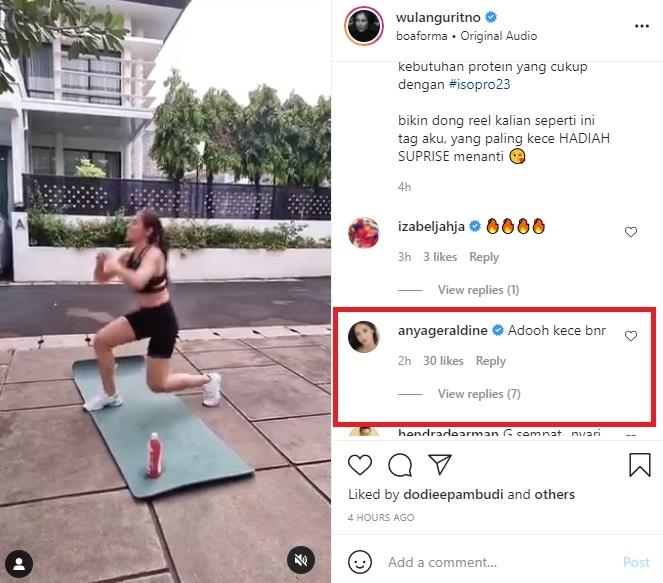 Wulan Guritno bikin takjub Anya Geraldine saat olahraga. (Instagram/wulanguritno)