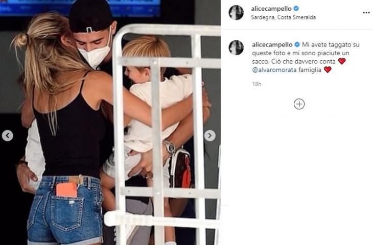 Alice Campello sambut mesra Alvaro Morata yang pulang dari Euro 2020. (Instagram/alicecampello)