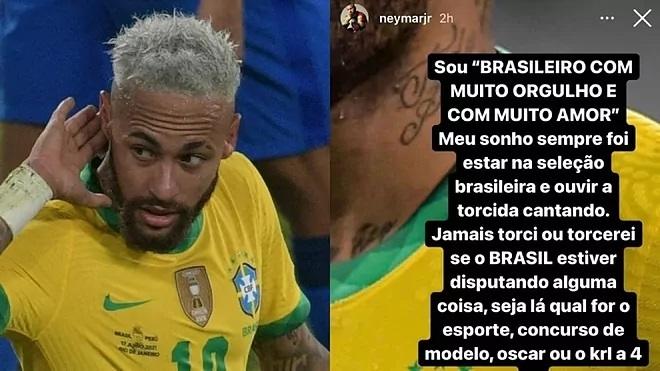 Neymar murka ada suporter Brasil yang dukung Argentina karena Lionel Messi. (Instagram/neymarjr)