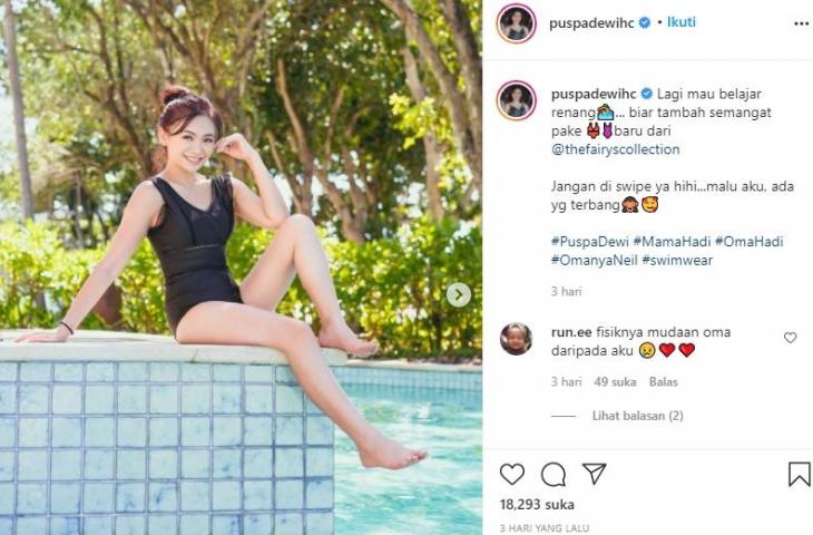 Puspa Dewi, nenek awet muda body goalsnya disorot. (Instagram/@puspadewihc)