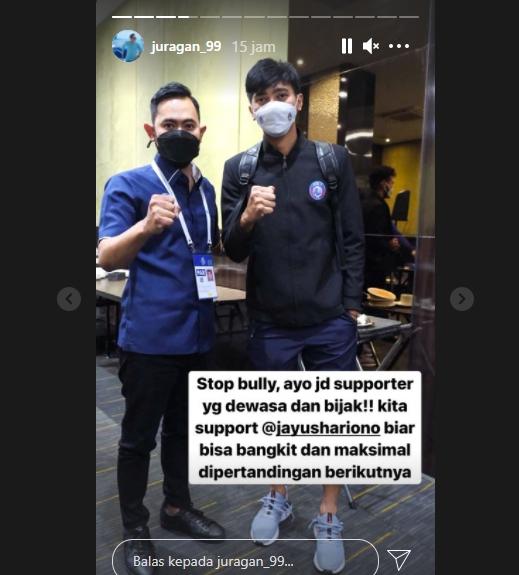 Presiden Arema FC, Gilang Widya Permana bersama Jayus Hariono. (Instagram/@juragan_99)