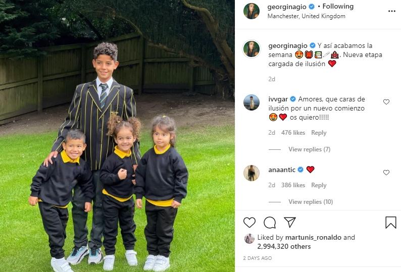 Anak-anak Cristiano Ronaldo dan Georgina Rodriguez mulai bersekolah di Manchester. (Instagram/@georginagio)