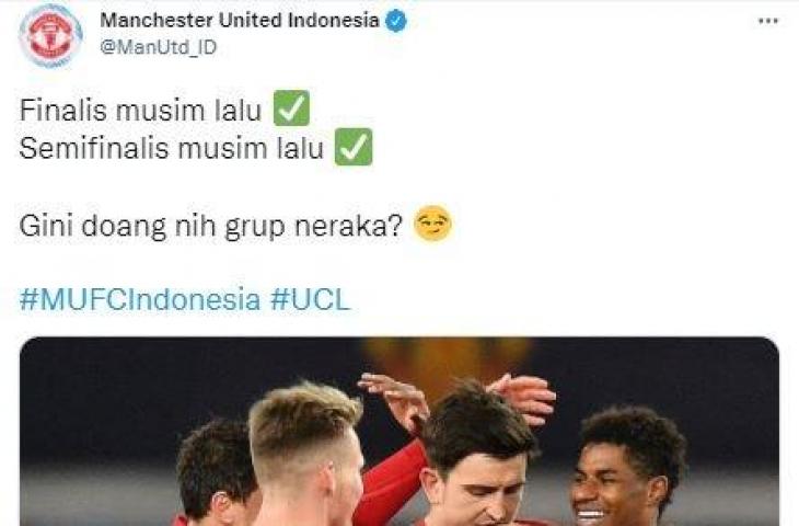 Cuitan sombong Twitter Manchester United Indonesia. (Twitter/@manutd_id)