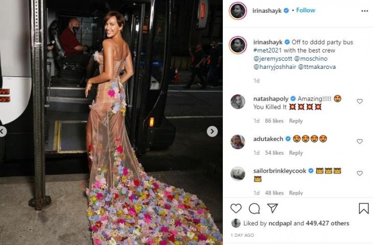 Irina Shayk, mantan kekasih Cristiano Ronaldo di Met Gala 2021. (Instagram/@irinashayk)