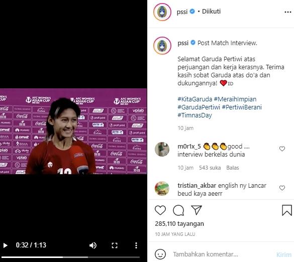 Zahra Muzdalifah, skuat Timnas Wanita Indonesia. (Instagram/@pssi)