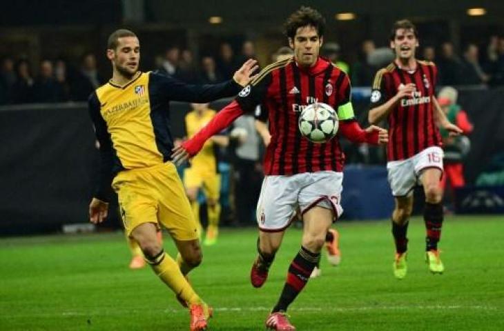 Duel AC Milan vs Atletico Madrid di Liga Champions 2013/2014. (GIUSEPPE CACACE / AFP)