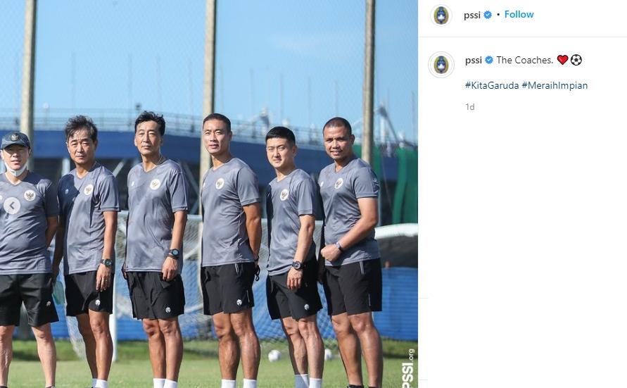 Jajaran pelatih Timnas Indonesia. (Instagram/pssi)