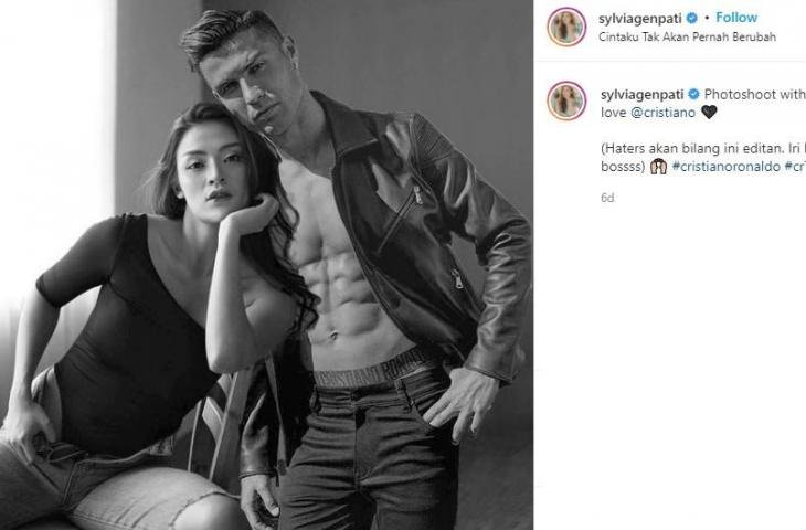 Sylvia Genpat pamer foto bareng Cristiano Ronaldo. (Instagram/sylviagenpati)