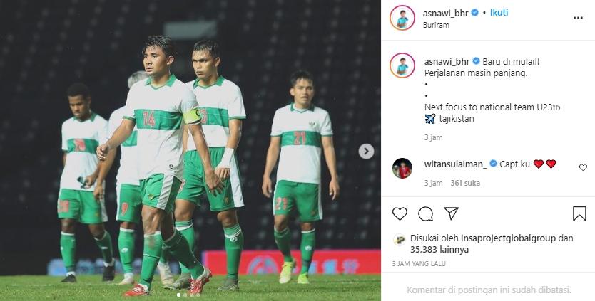 Asnawi Mangkualam bagikan momen bersama Timnas Indonesia. (Instagram/@asnawi_bhr)