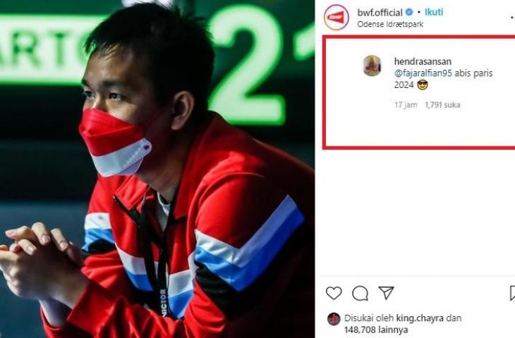 Hendra Setiawan didesak jadi pelatih oleh Fajar Alfian. (Instagarm/@bwf.official)