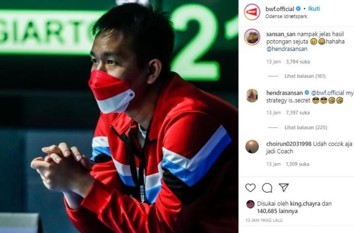 Hendra Setiawan jadi pelatih di Denmark Open 2021. (Instagram/@bwf.official)