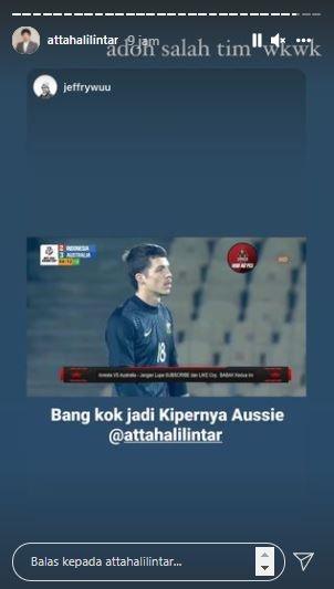 Reaksi Atta Halilintar soal kiper Timnas Australia U-23 yang mirip dirinya. (Instagram/@attahalilintar)