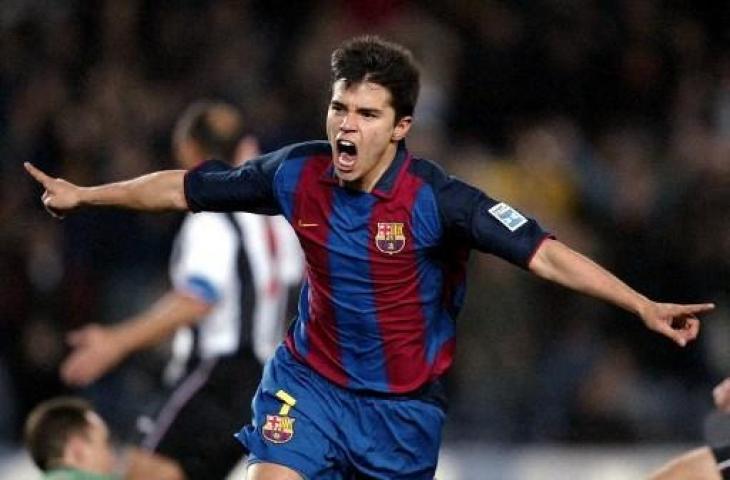 Javier Saviola saat berkostum Barcelona. (LLUIS GENE / AFP)