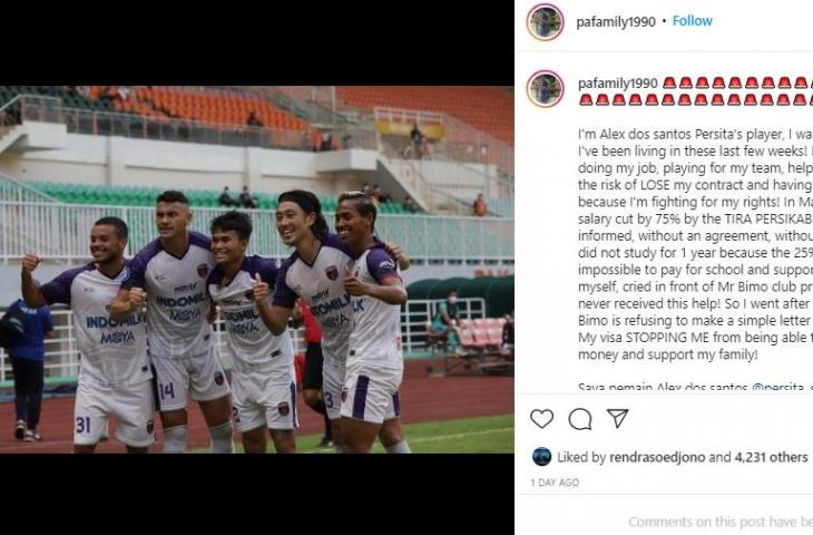 Curhat Alex Goncalves, gaji dipotong Persikabo. (Instagram)