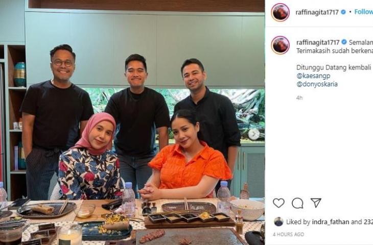 Kaesang Pangarep dan Nadia Arifta ke rumah Raffi Ahmad. (Instagram/@raffinagita1717)