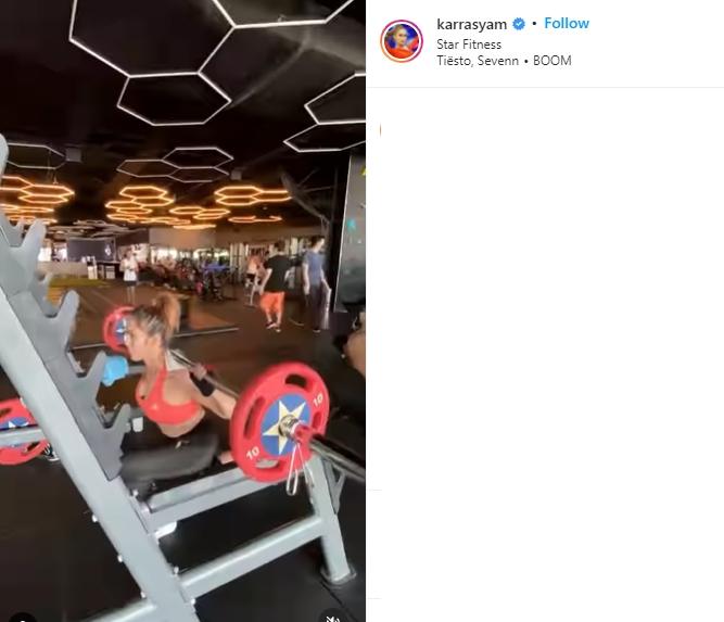 Karra Syam bagikan momen sedang ngegym. (Instagram/karrasyam)