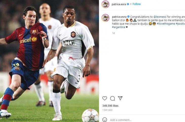 Legenda Manchester United, Patrice Evra sebut Lionel Messi pemenang Ballon d'Or 2021. (Instagram/@patriceevra)