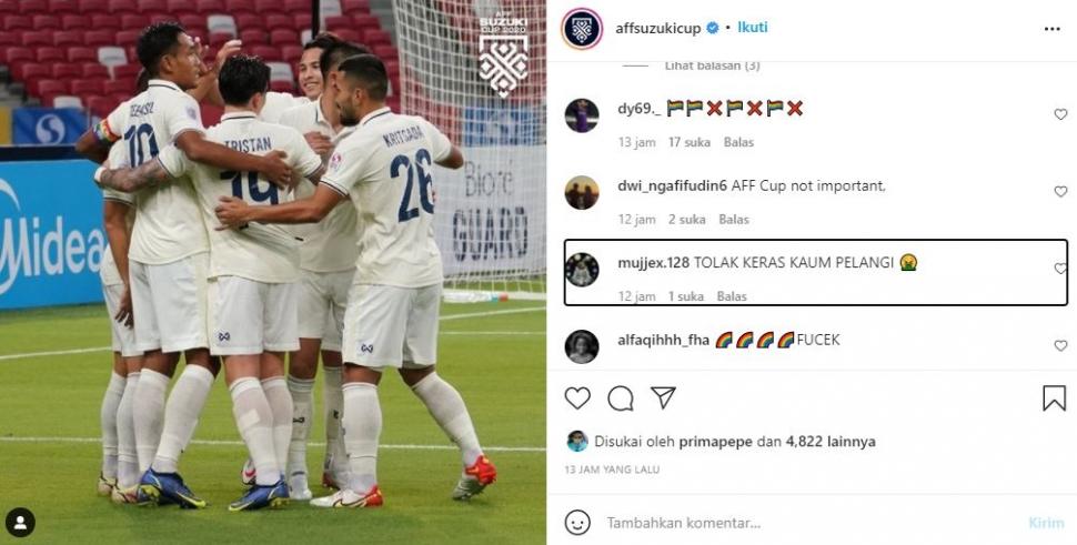 Netizen Indonesia hujat ban kapten Thailand di akun Instagram Piala AFF 2020. (Instagram/@affsuzukicup)