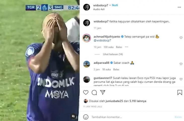 Widodo C Putro curhat di Instagram usai gol Harrison Cardoso dianulir wasit. (Instagram/@widodocp7)