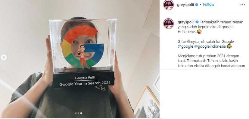 Greysia Polii dapat penghargaan dari Google. (Instagram/greyspolii)