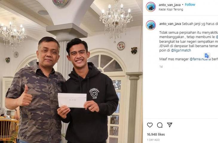 Pratama Arhan dan Komisaris PSIS Semarang, Junianto. (Instagram/@anton_van_java)