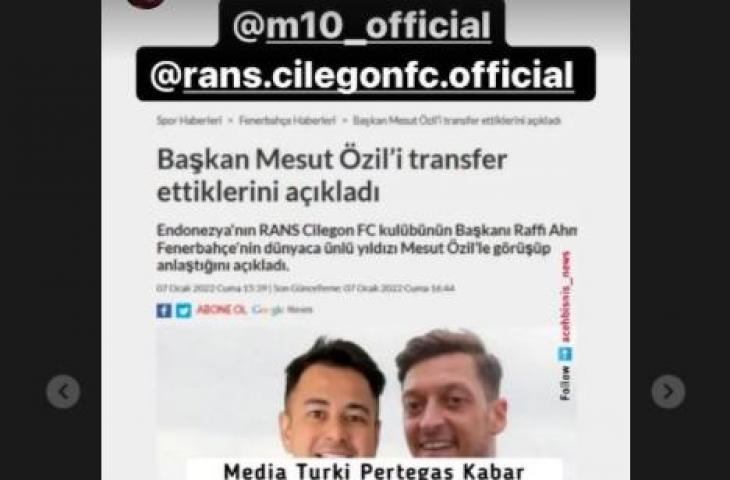 Raffi Ahmad colek klub Mesut Ozil. (Instagram/@raffinagita1717)