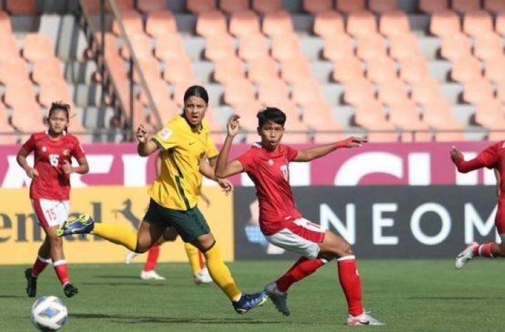 Aksi striker Chelsea, Samantha Kerr saat menghadapi Indonesia di Piala Asia Wanita 2022. (PSSI)