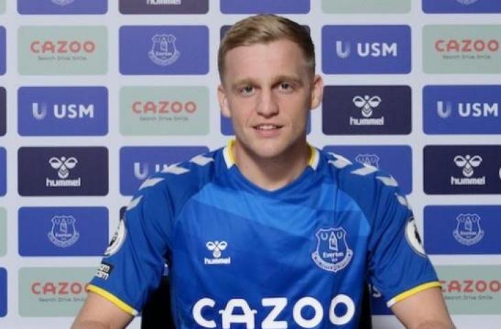 Donny van de Beek merapat ke Everton dengan status pinjaman dari Manchester United hingga akhir musim ini. [Instagram@Everton]