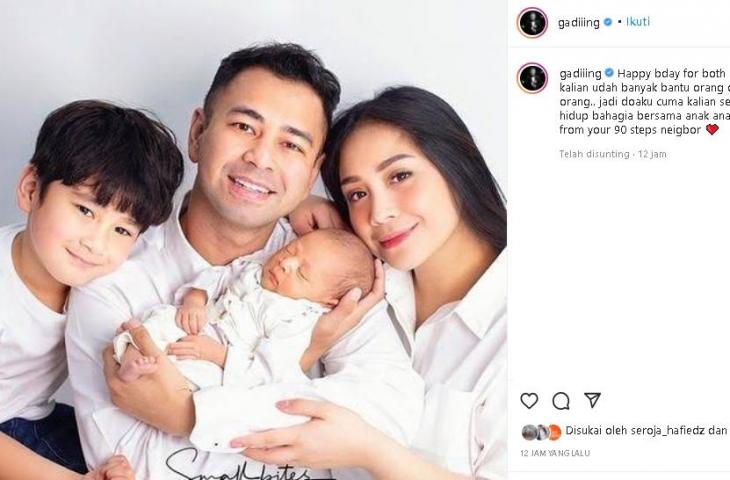 Gading Marten beri ucapan ulang tahun ke Raffi Ahmad dan Nagita Slavina. (Instagram/@gadiiing)