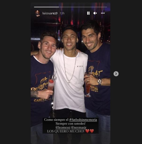 Dukungan Luis Suarez untuk Lionel Messi dan Neymar. (Instagram/@luissuarez)