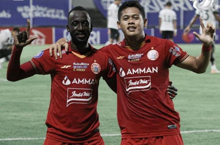 Selebrasi Makan Konate usai mencetak gol ke gawang Persikabo, Minggu (13/3/2022). (Instagram/@liga1match)