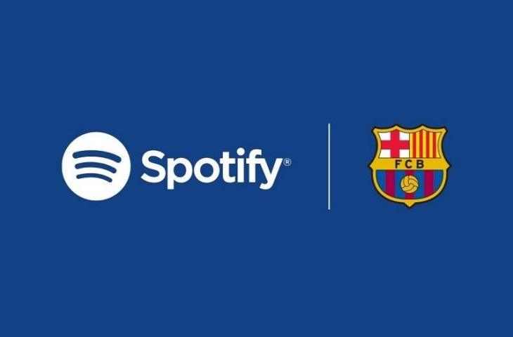 Platform streaming audio Spotify resmi menjadi sponsor utama Barcelona mulai musim 2022/23 dan logonya akan tersemat di jersey klub sepak bola Spanyol itu sekaligus menjadi nama tambahan di kandang mereka yang nantinya memiliki nama resmi Spotify Camp Nou. (ANTARA/Gilang Galiartha)