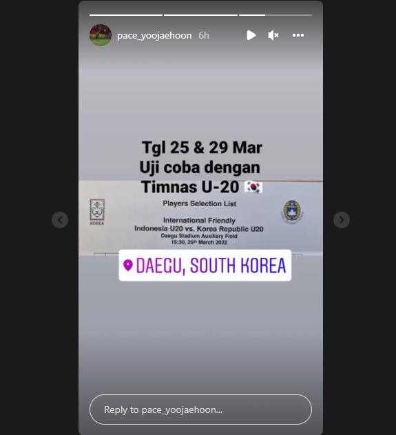 Yoo Jae-hoon sebutkan timnas Indonesia U-19 vs Korea Selatan U-19 akan berlangsung dua kali. (Instagram/pace_yoojaehoon)