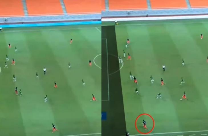 Pemain Atletico Madrid U-18 jadi korban offside gaib.(Instagram/pengamatsepakbola)