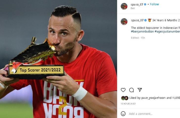 Unggahan Ilija Spasojevic jadi top skor tertua di Liga Indonesia. (Instagram/@spaso_87)