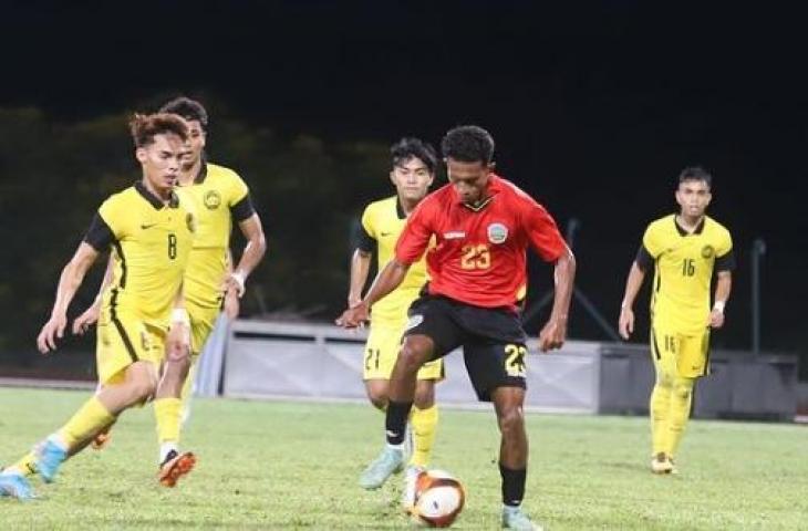 Timnas Malaysia U-23 vs Timor Leste di laga uji coba jelang SEA Games 2021, Jumat (29/4/2022). (Instagram/@famalaysia)