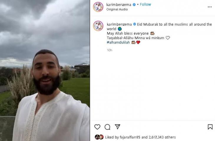 Karim Benzema kirim ucapan Selamat Idul Fitri 2022. (Instagram/@karimvbenzema)