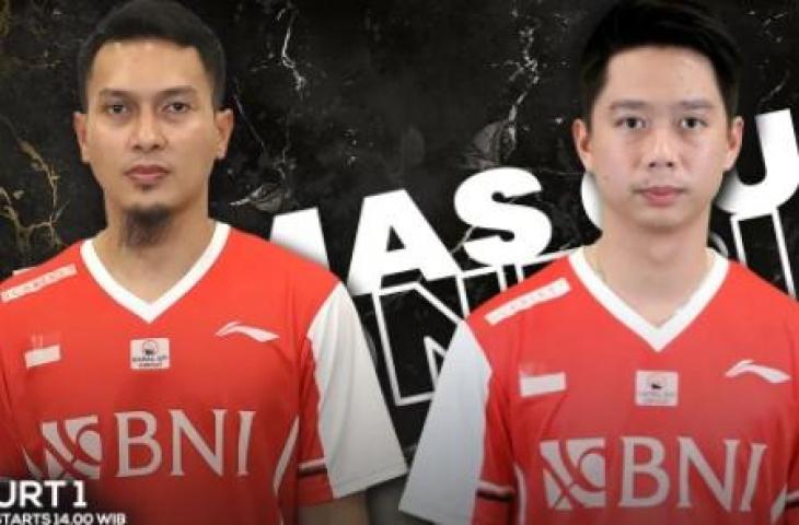 Ganda putra Indonesia Mohammad Ahsan dan Kevin Sanjaya Sukamuljo. (Instagram/@ina.badminton)